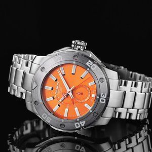 NEW! ARAGON Power Reserve Watch Automatic Orange Dial 50mm SuperJet NE57